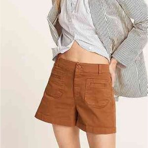 J Crew women high rise Patch-pocket chino shorts in brown